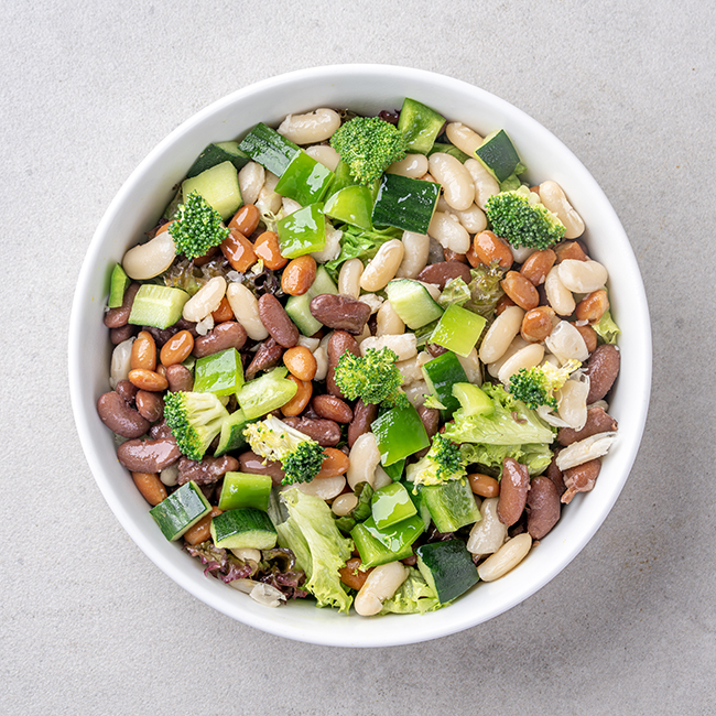 Classic Bean Trio Salad With Greens & Apple Cider Dressing